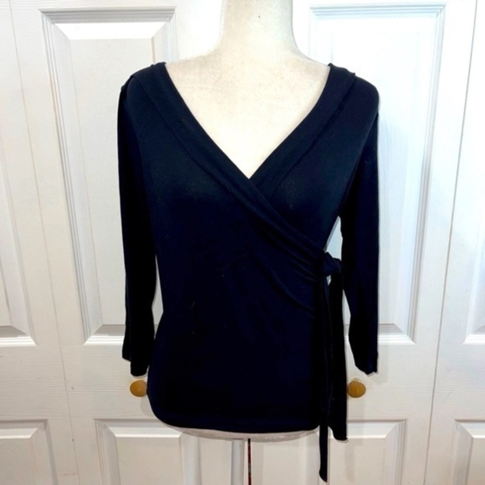 Cabi Black Wrap V-Neck Blouse